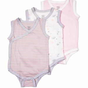 Pink Sleeveless Bodysuits (Set/3) 6-12 mo NEW!